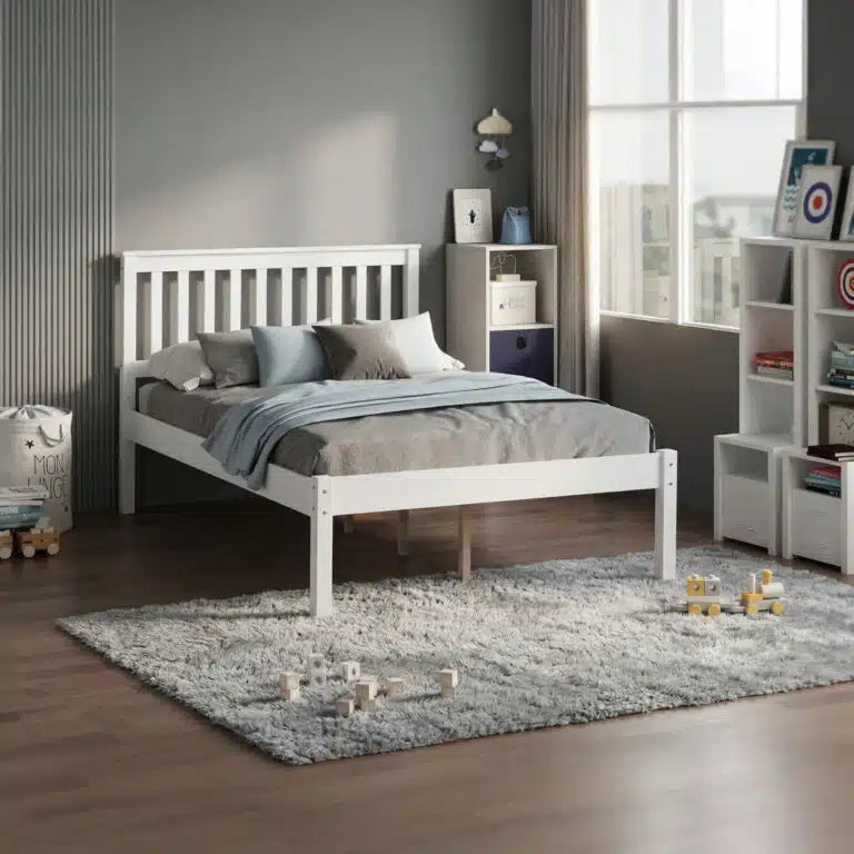 Heartlands Furniture Otto Wooden Bed Frame White Double-Better Bed Company