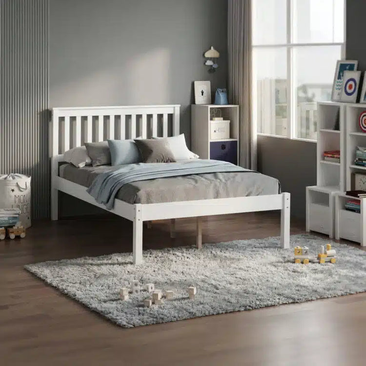 Heartlands Furniture Otto Wooden Bed Frame White Double-Better Bed Company