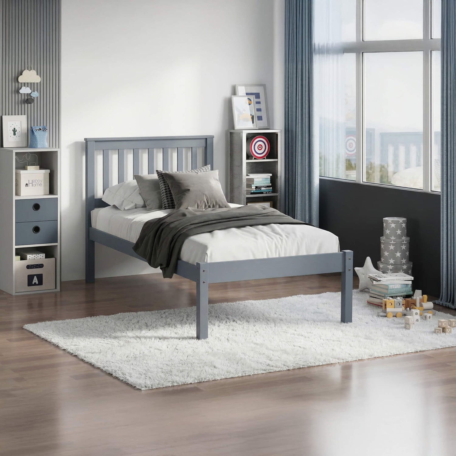 Heartlands Furniture Otto Wooden Bed Frame Grey Single-Better Bed Company