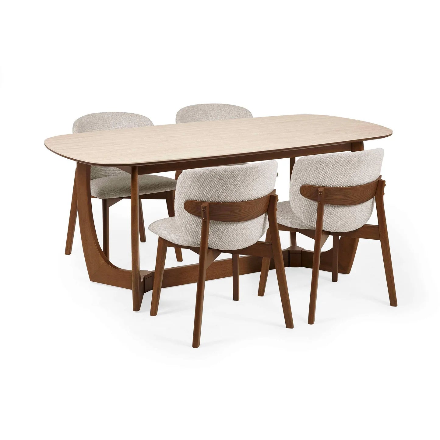 Julian Bowen Portland Rectangular Dining Table From Side With Chairs-Better Bed Company