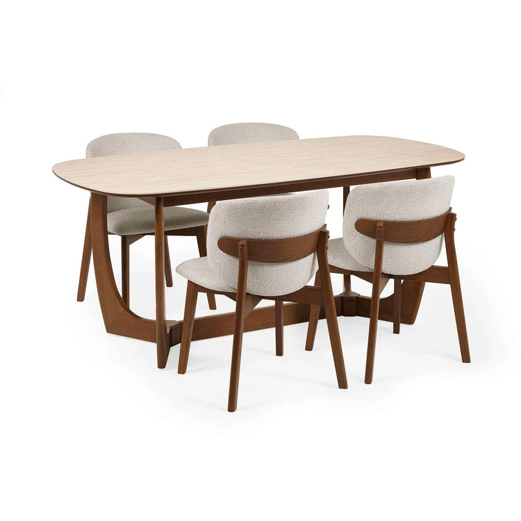 Julian Bowen Portland Rectangular Dining Table From Side With Chairs-Better Bed Company