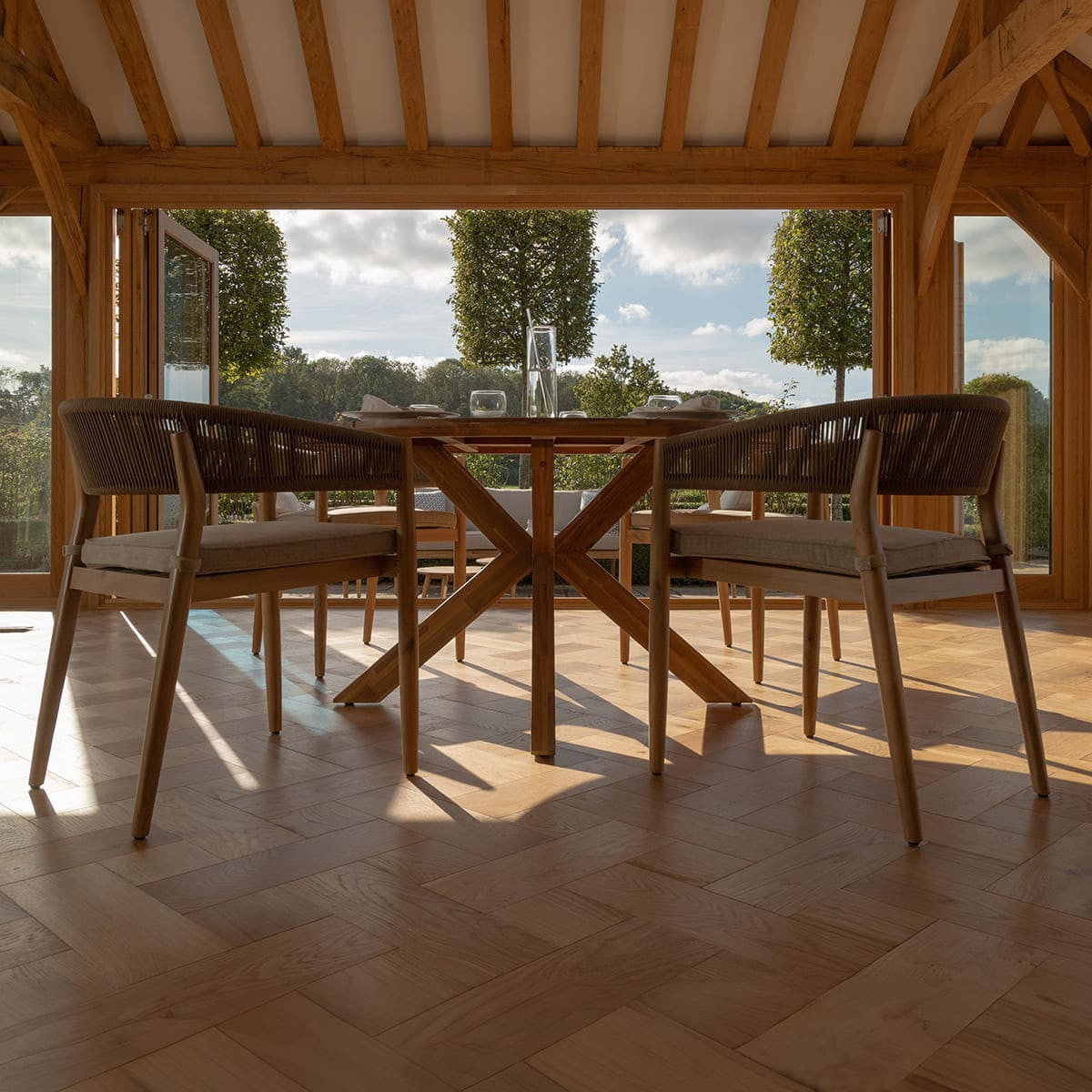 Maze Porto 4 Seat Round Dining Set Inside Home Low View-Better Bed Company