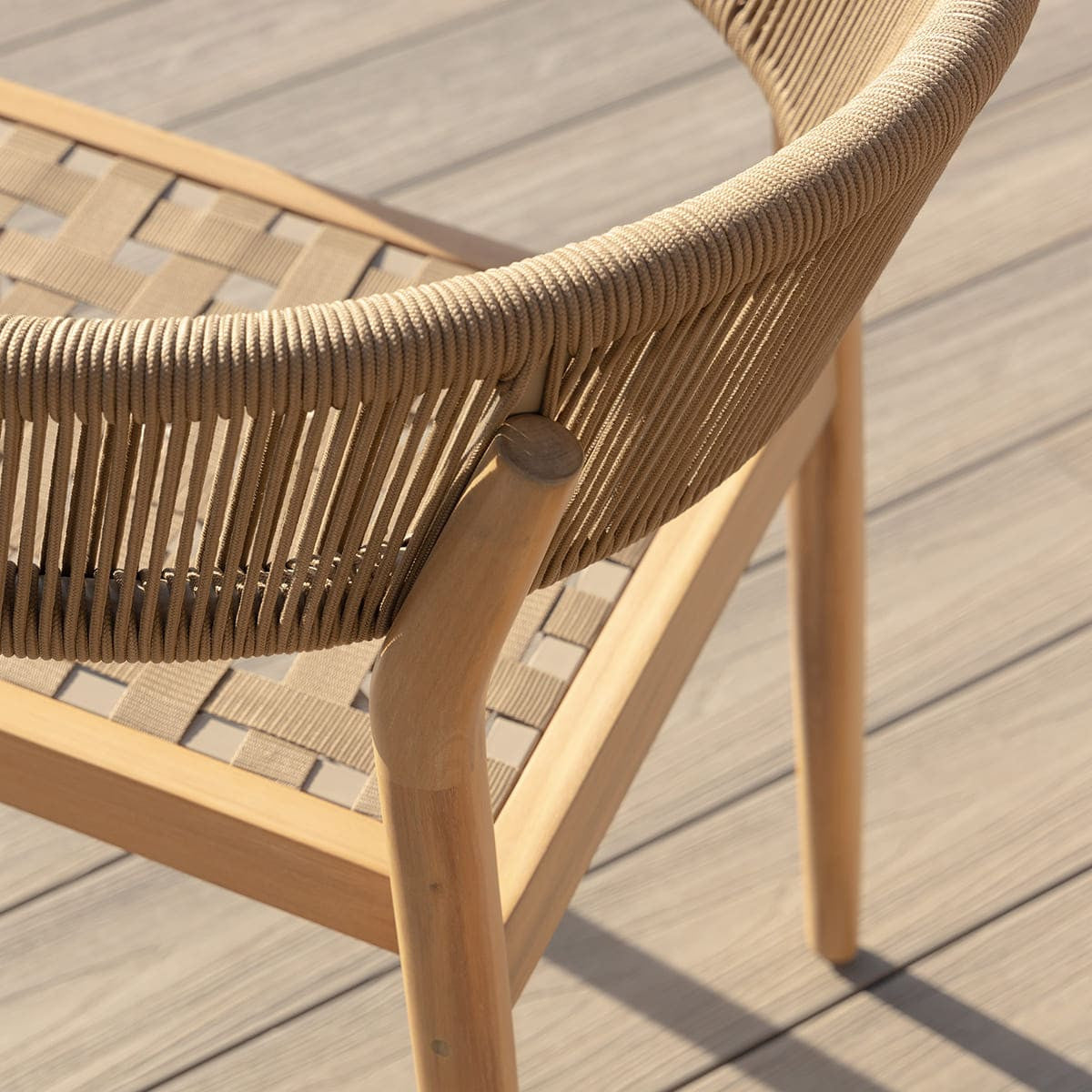 Maze Porto 4 Seat Round Dining Set Rope Weave Close Up-Better Bed Company