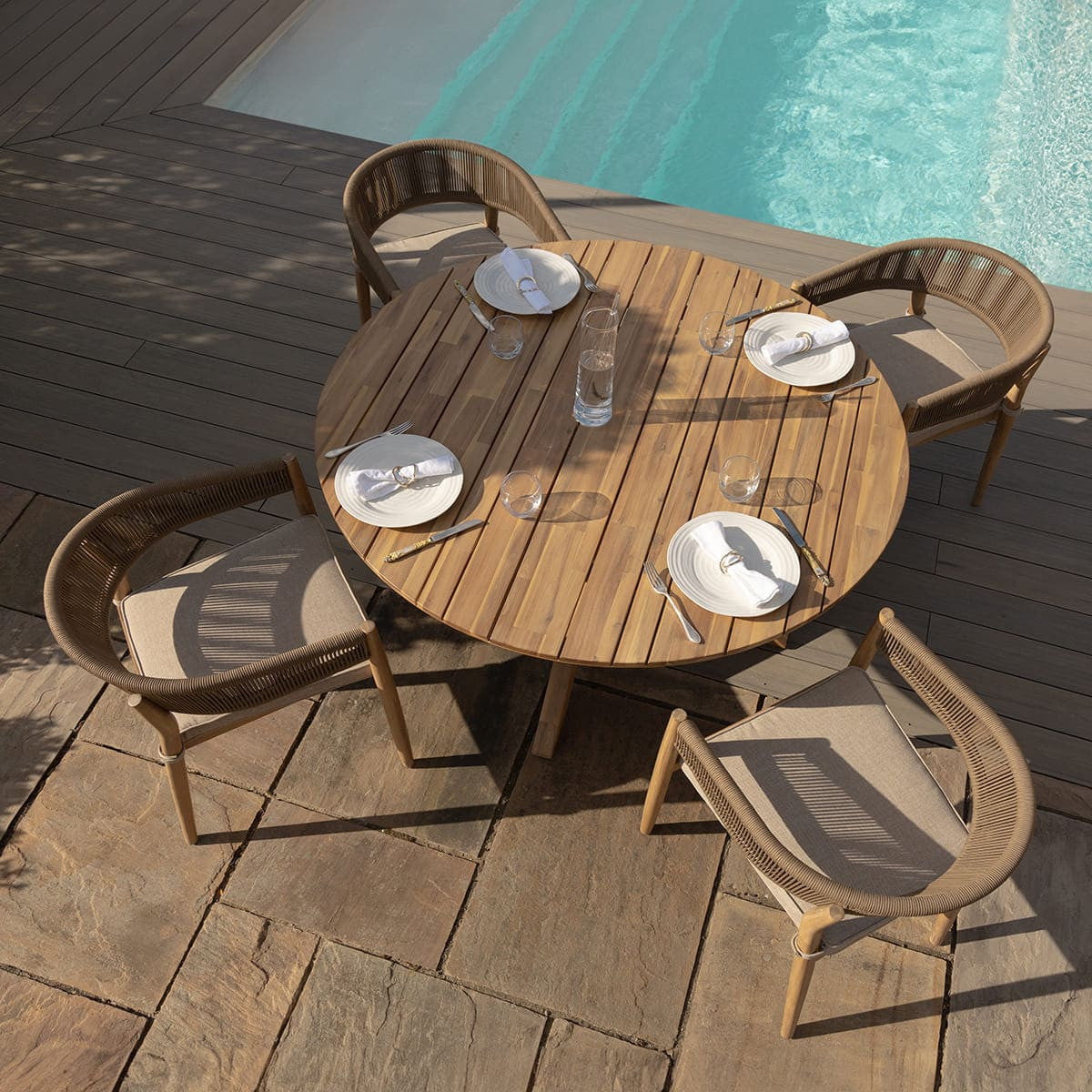 Maze Porto 4 Seat Round Dining Set From Above-Better Bed Company