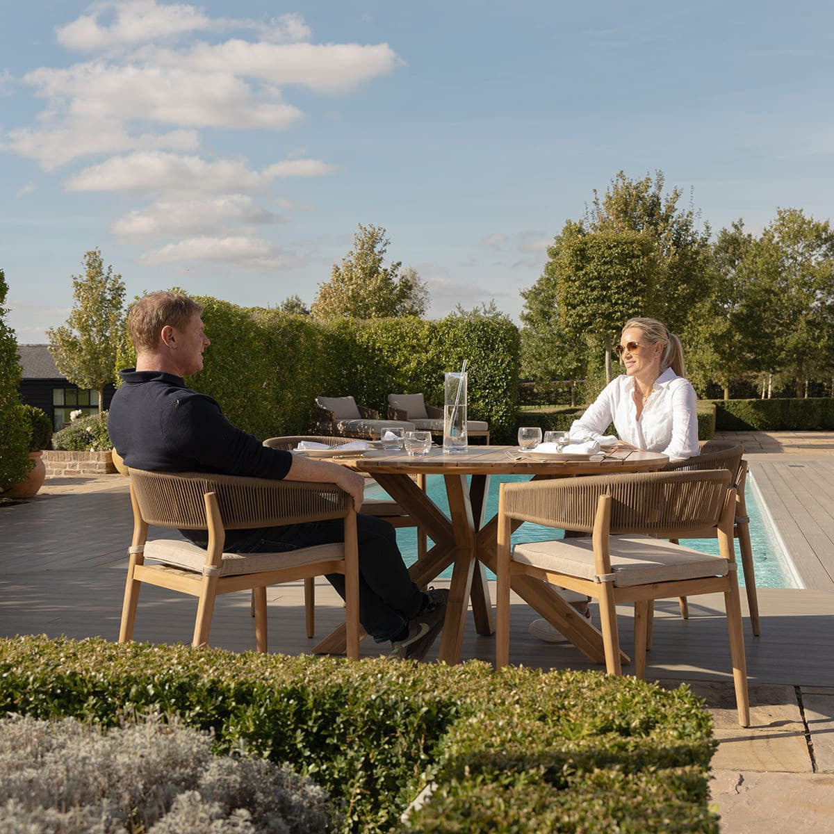 Maze Porto 4 Seat Round Dining Set From Side-Better Bed Company