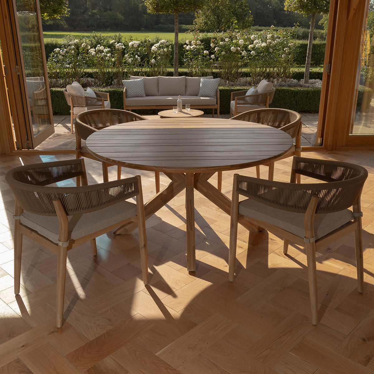 Maze Porto 4 Seat Round Dining Set Inside Home-Better Bed Company