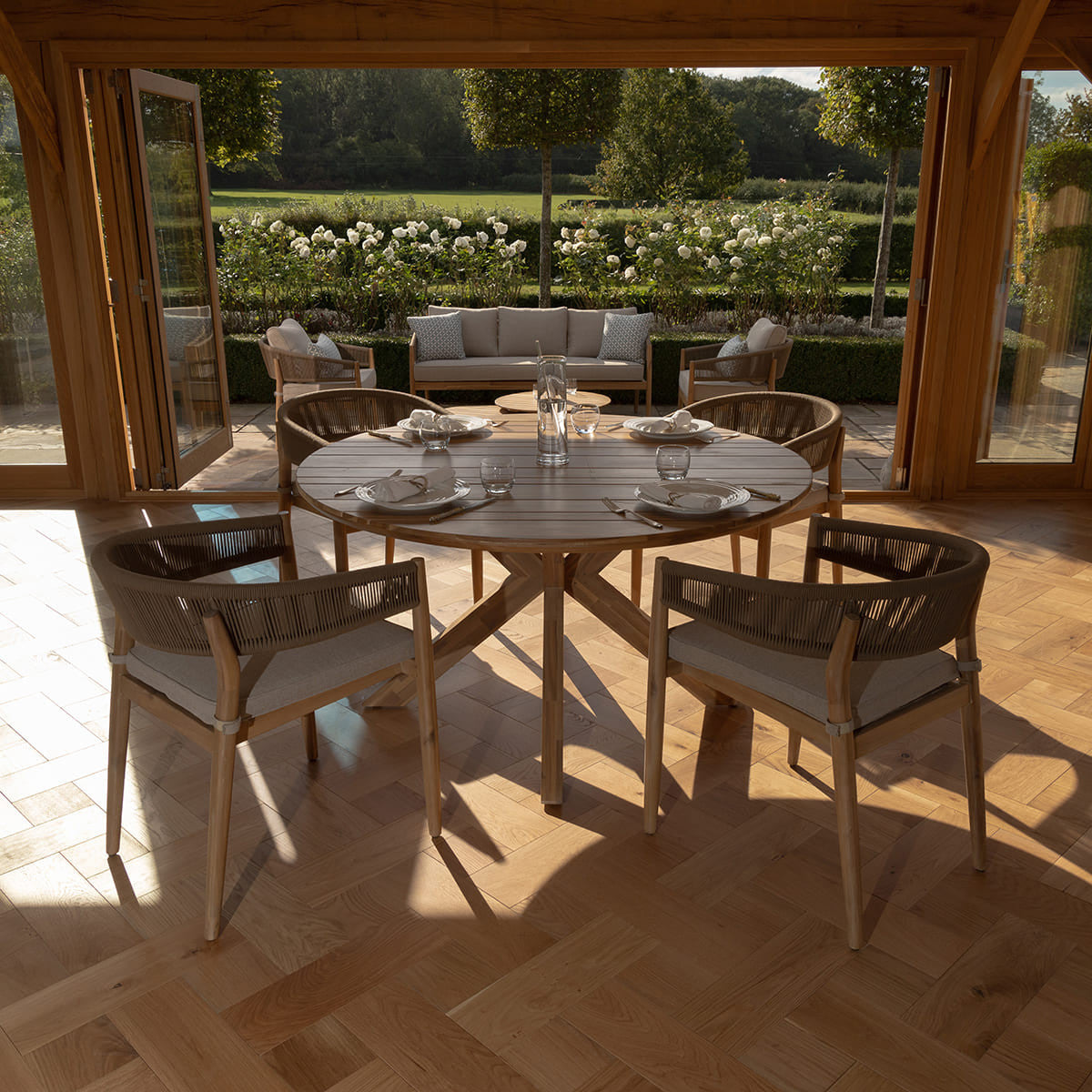 Maze Porto 4 Seat Round Dining Set Lifestyle Inside House-Better Bed Company
