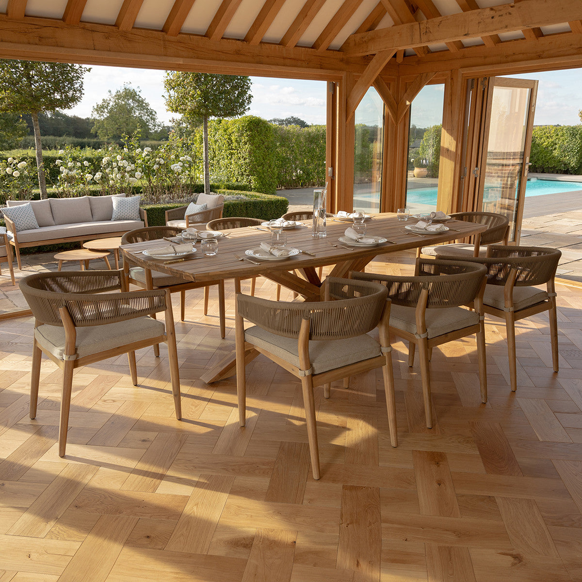 Maze Porto 8 Seat Rectangular Dining Set In House From Above-Better Bed Company