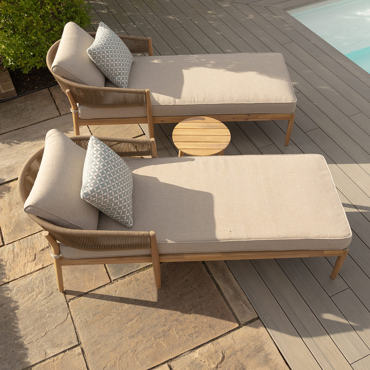 Maze Porto Double Sunlounger Set From Side High-Better Bed Company