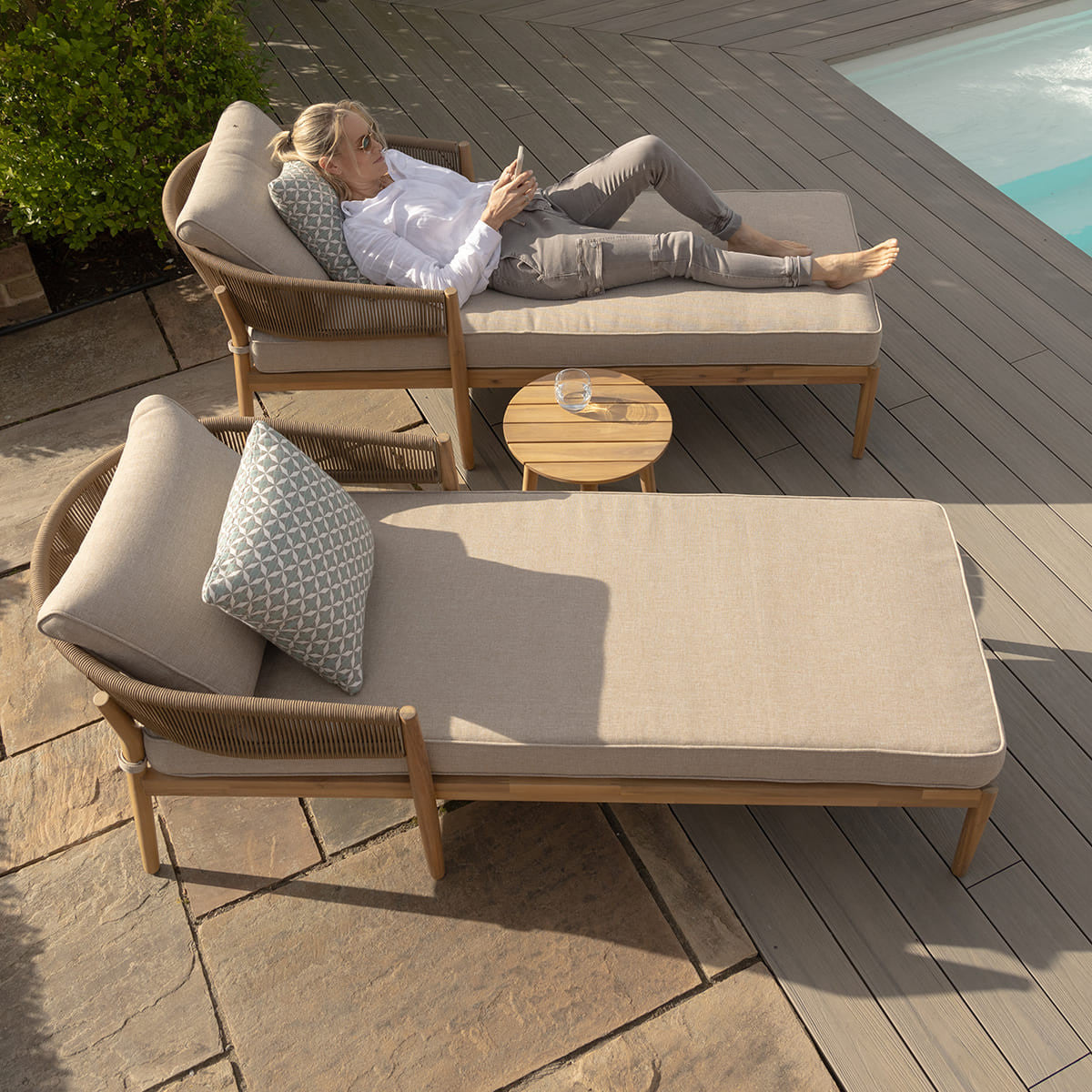 Maze Porto Double Sunlounger Set From Above Other Side-Better Bed Company