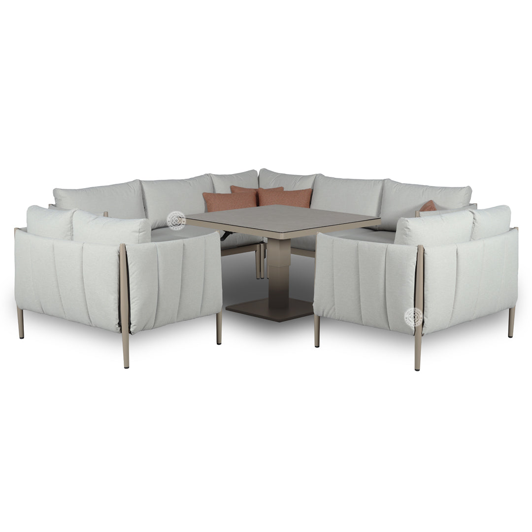 Signature Weave Pumpkin corner with loveseats and Gas Lift Table-Better Bed Company