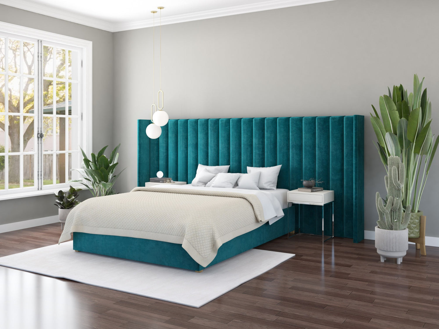 Aspire Grandeur Velvet Ottoman Bed-Plush-Emerald-Better Bed Company