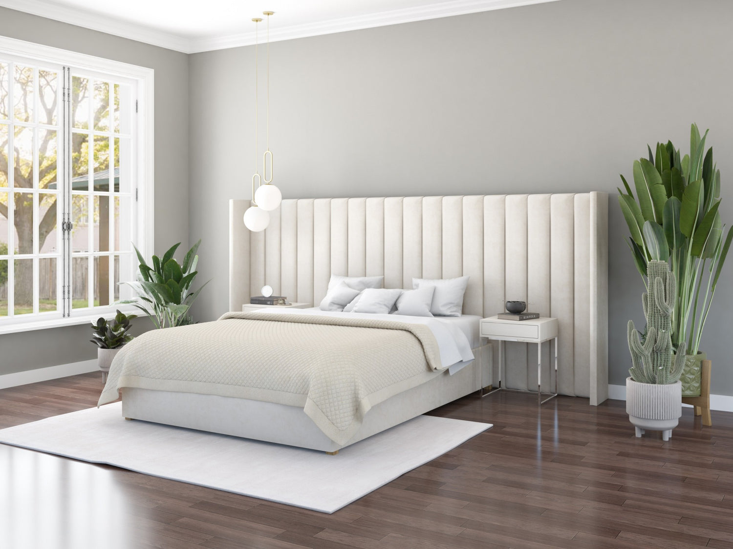 Aspire Grandeur Velvet Ottoman Bed-Plush_Velvet_Cream-Better Bed Company