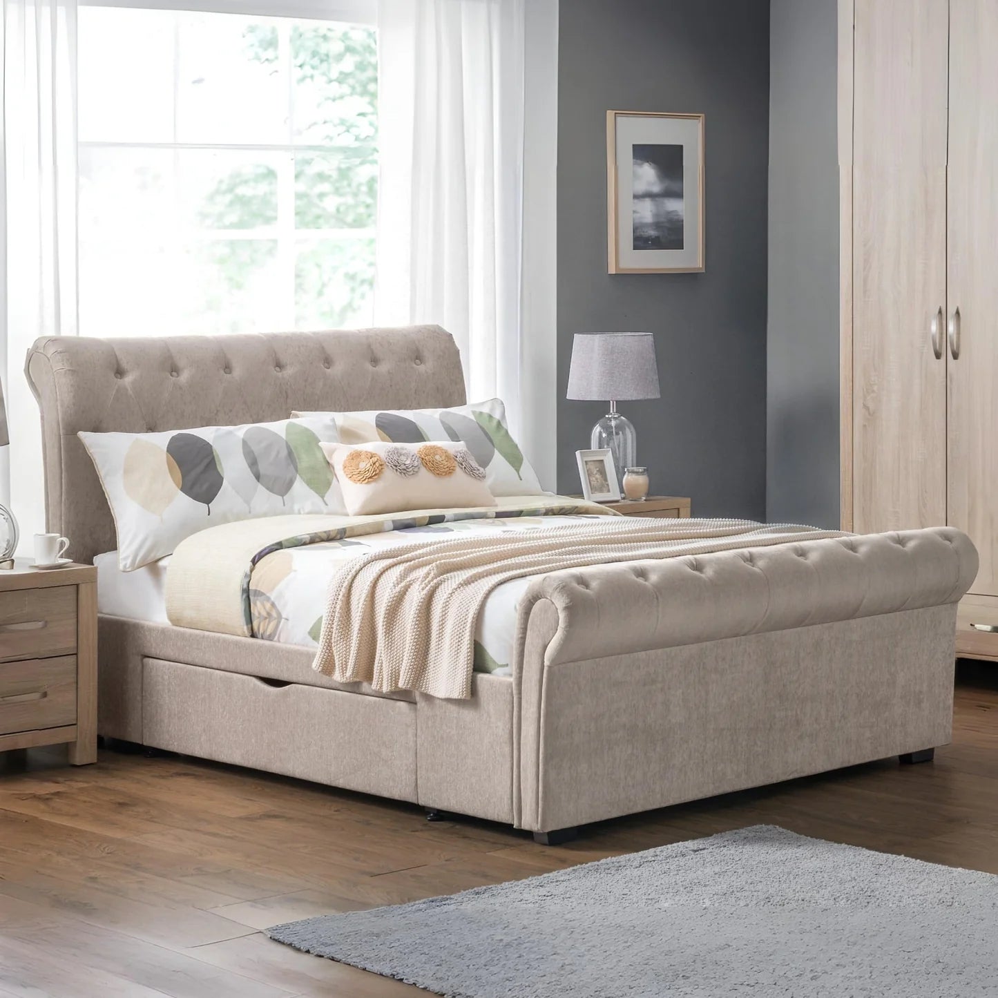 Julian Bowen Ravello Storage Bed Frame Beige-Better Bed Company