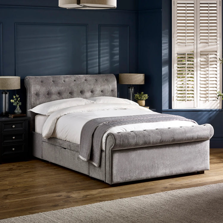 Julian Bowen Ravello Storage Bed Frame Grey From Front-Better Bed Company
