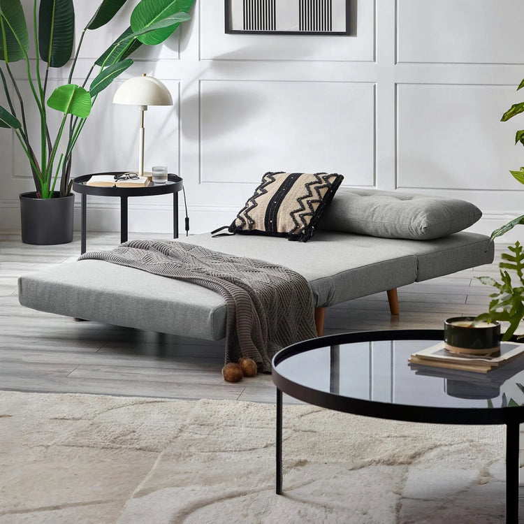 Julian Bowen Rowan Single Sofabed Light Grey Folded Out-Better Bed Company