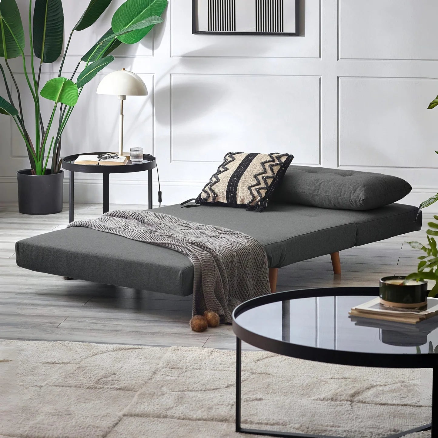 Julian Bowen Rowan Single Sofabed Dark Grey Folded Out-Better Bed Company