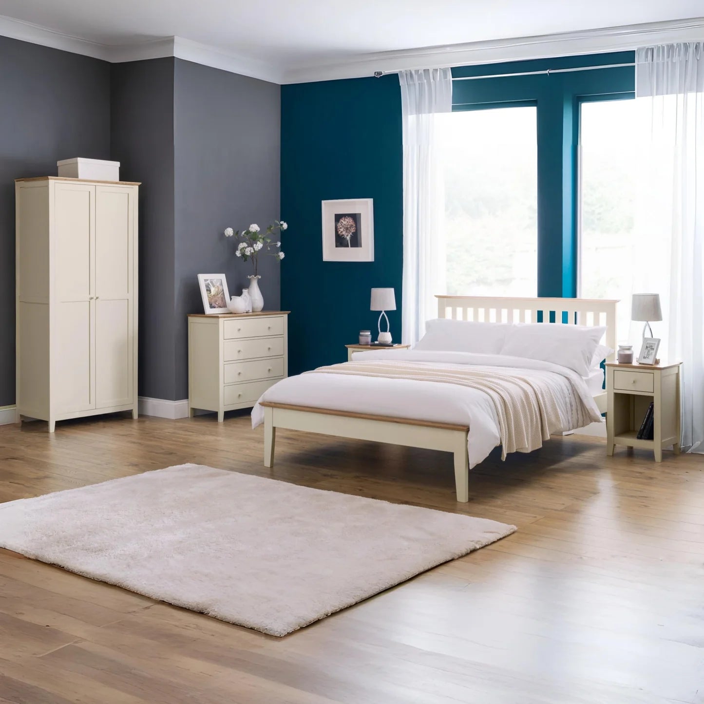 JULIAN BOWEN SALERNO SHAKER BED FRAME White and Oak-Better Bed Company