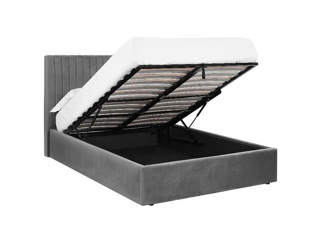 Wholesale Beds Fabric Ottoman Smoked Grey Bed Up View - Better Bed Company