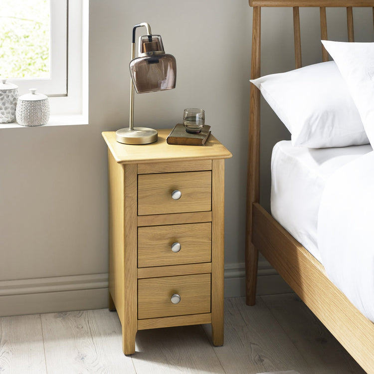 Julian Bowen Somerset 3 Drawer Bedside-Oak- Better Bed Company