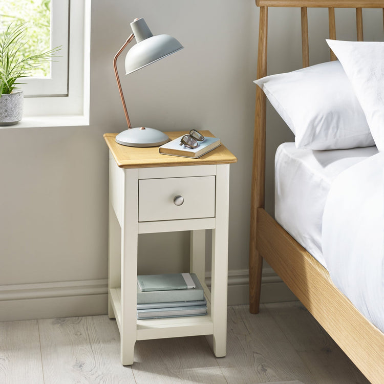 Julian Bowen Somerset 1 Drawer Bedside-Oak and White-Better Bed Company