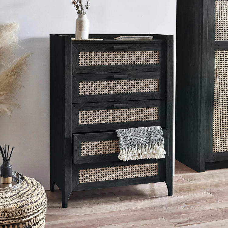 Julian Bowen Sydney 5 Drawer Chest Black-Better Bed Company