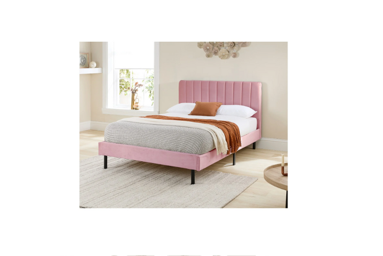 Aspire Rosella Velvet Upholstered Bed Frame Pink-Better Bed Company