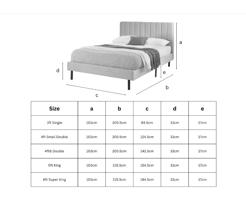 Aspire Rosella Velvet Upholstered Bed Frame Dimensions-Better Bed Company