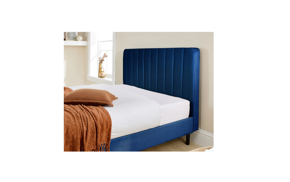 Aspire Rosella Velvet Upholstered Bed Frame Blue-Better Bed Company