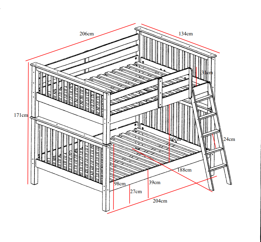 Better Inaya Small Double Bunk Bed Dimensions-Better Bed Company