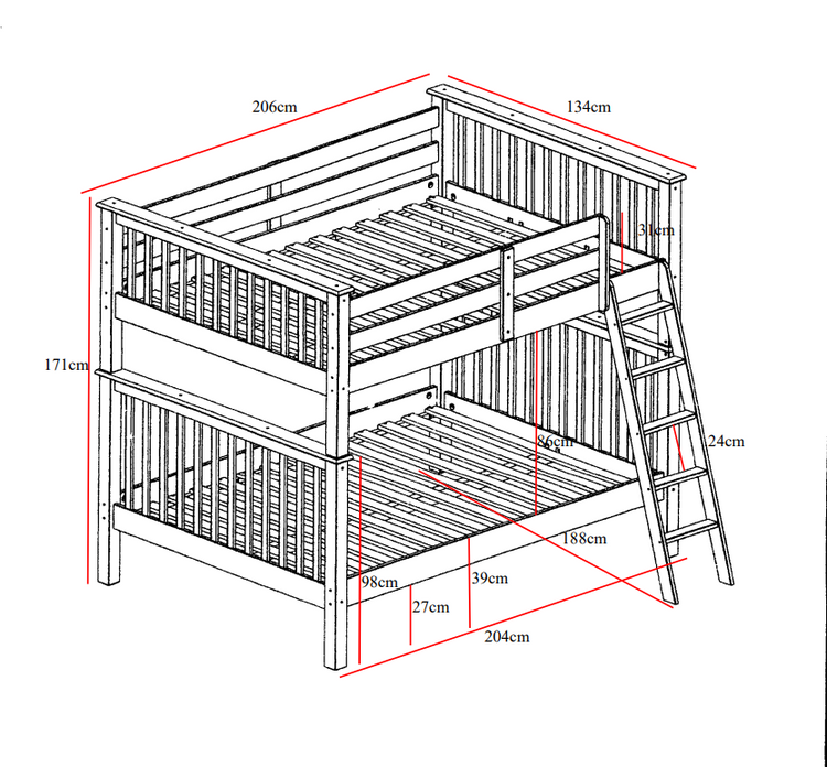 Better Inaya Small Double Bunk Bed Dimensions-Better Bed Company