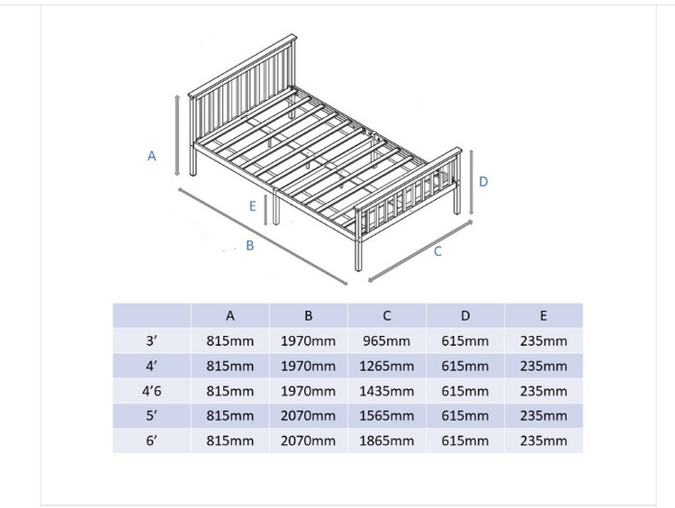 Aspire Atlantic Solid Wood Natural Varnished Wooden Bed Dimensions-Better Bed Company