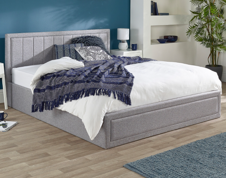 Aspire Cotswold Framed Quilted Headboard Ottoman Bed Grey-Better Bed Company