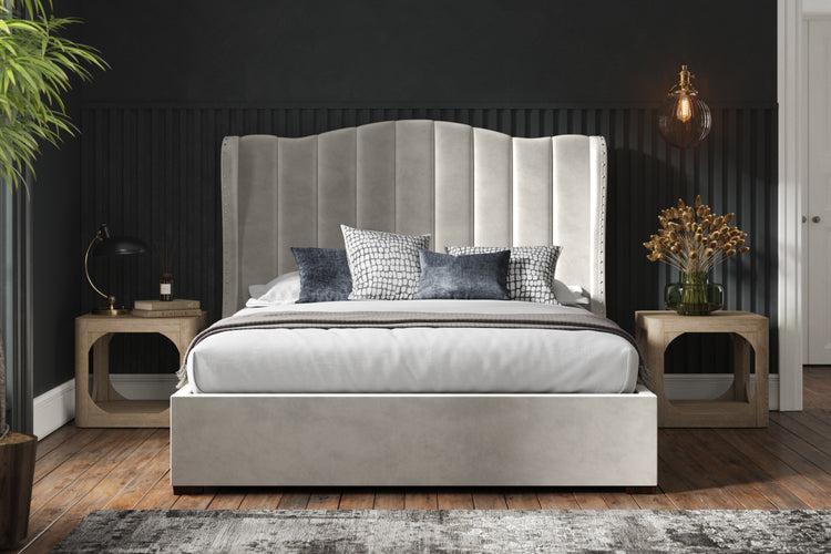 Emporia Beds Sherwood Wing Ottoman Bed Light Grey-Better Bed Company