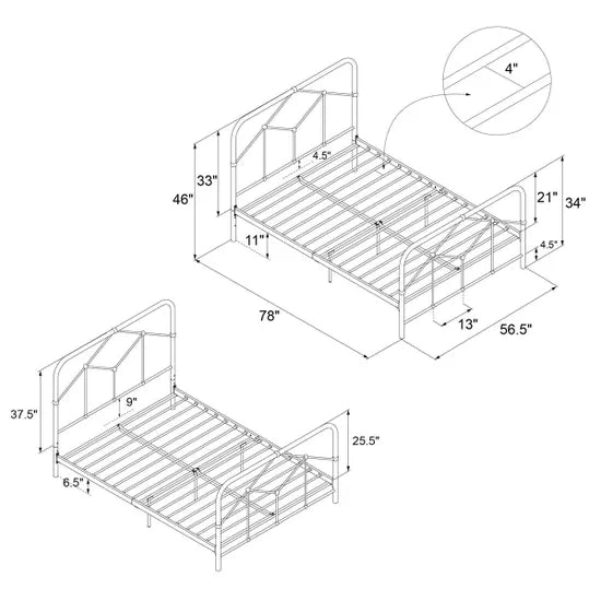 Dorel NG Francis Farmhouse Metal Bed Double-Better Bed Company