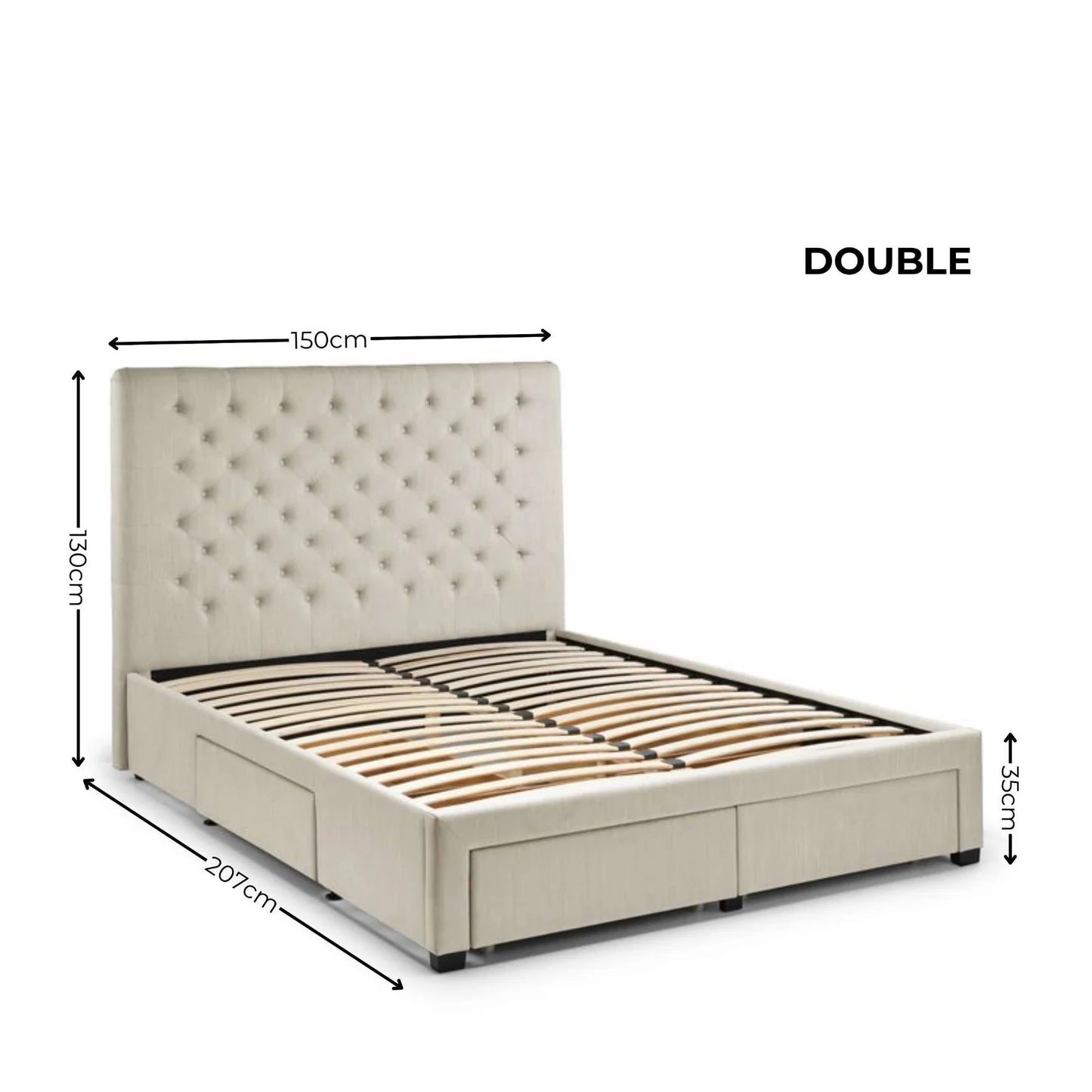 Julian Bowen Wilton Deep Buttoned 4 Drawer Bed Double-Better Bed Company