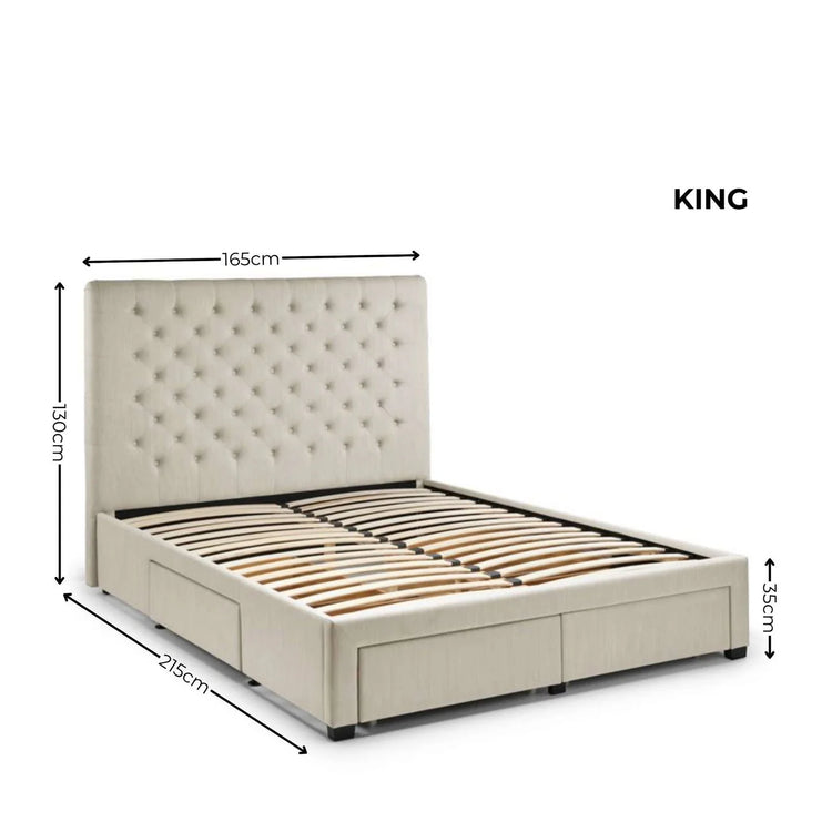 Julian Bowen Wilton Deep Buttoned 4 Drawer Bed King Dimensions-Better Bed Company