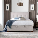 Kaydian Walkworth Clay Maskat fabric Ottoman Bed Frame-Better Bed Company