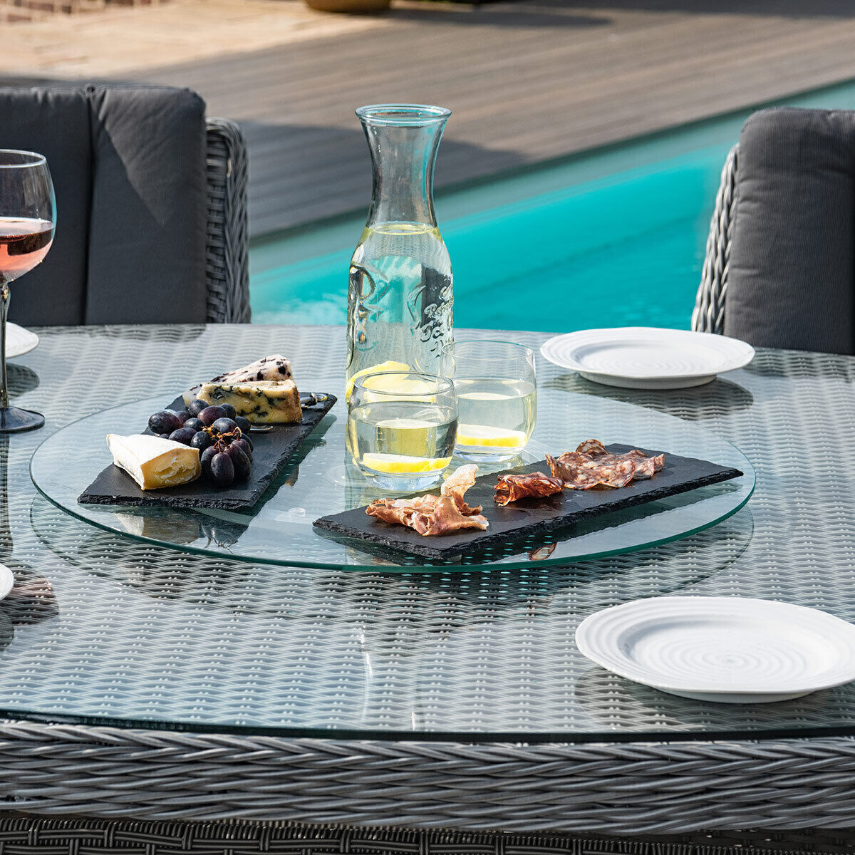 Maze Ascot 6 Seat Oval Dining Set Table Closeup-Better Bed Company