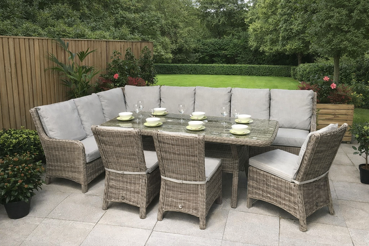 Signature Weave Alexandra Large Corner Dining Set In Garden-Better Bed Company