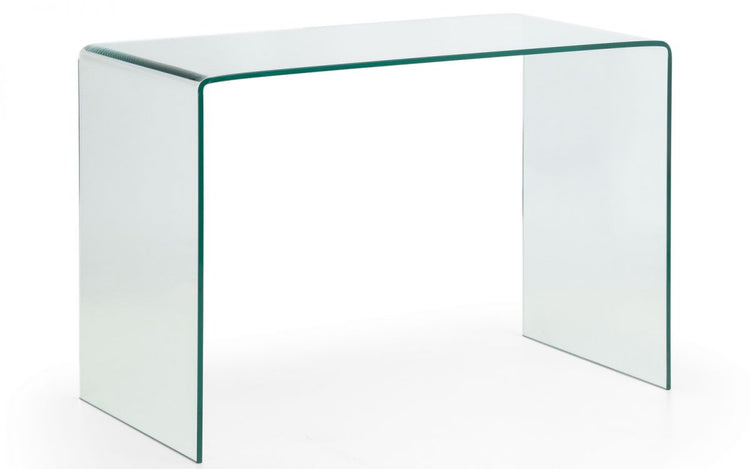 Julian Bowen Amalfi Bent Glass Desk From Side-Better Bed Company