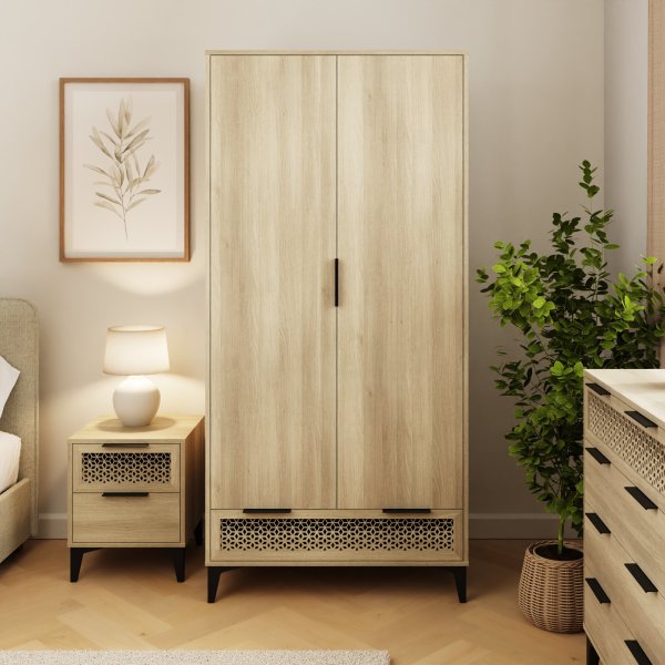 GFW Ezra 2 Door 1 Drawer Wardrobe-Better Bed Company