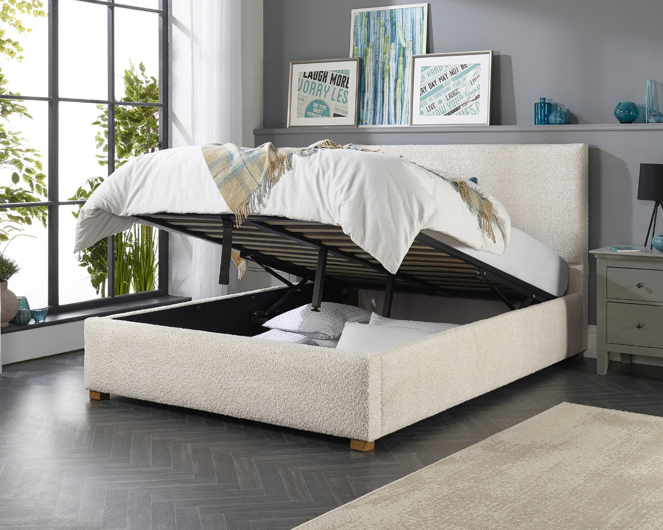 Better Peterborough Bouclé Ottoman Bed Open-Better Bed Company