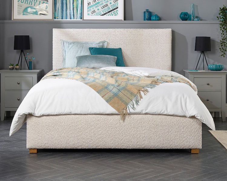 Better Peterborough Bouclé Ottoman Bed Cream-Better Bed Company