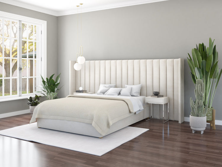 Aspire Grandeur Velvet Ottoman Bed with Oversize Wing Headboard