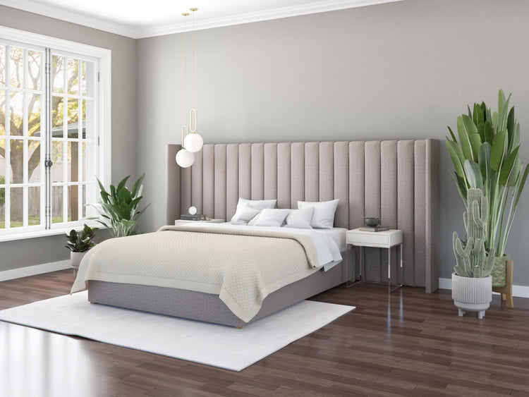 Aspire Grandeur Velvet Ottoman Bed with Oversize Wing Headboard