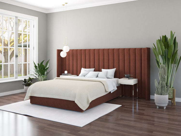 Aspire Grandeur Fabric Ottoman Bed with Oversize Wing Headboard