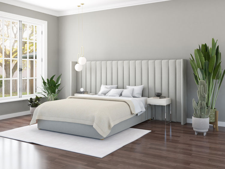 Aspire Grandeur Fabric Ottoman Bed with Oversize Wing Headboard