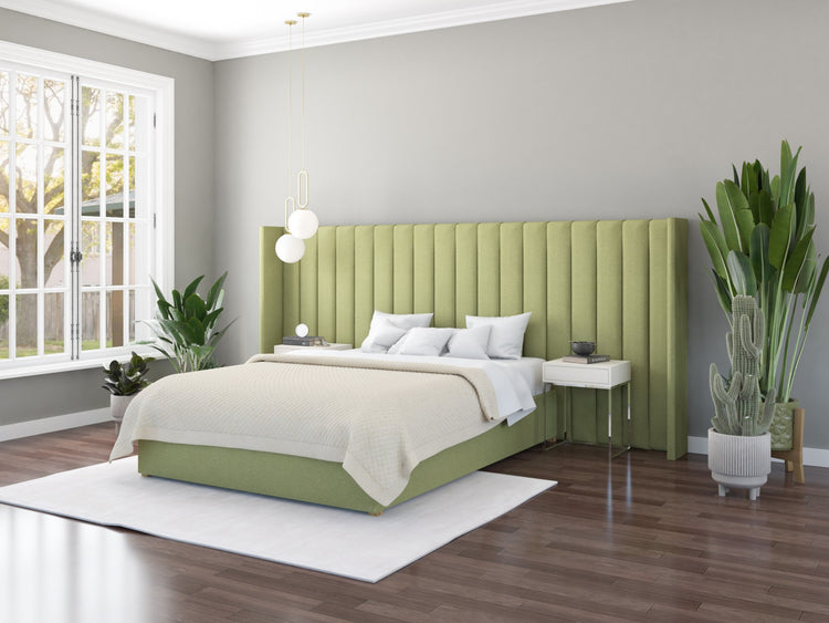 Aspire Grandeur Fabric Ottoman Bed with Oversize Wing Headboard