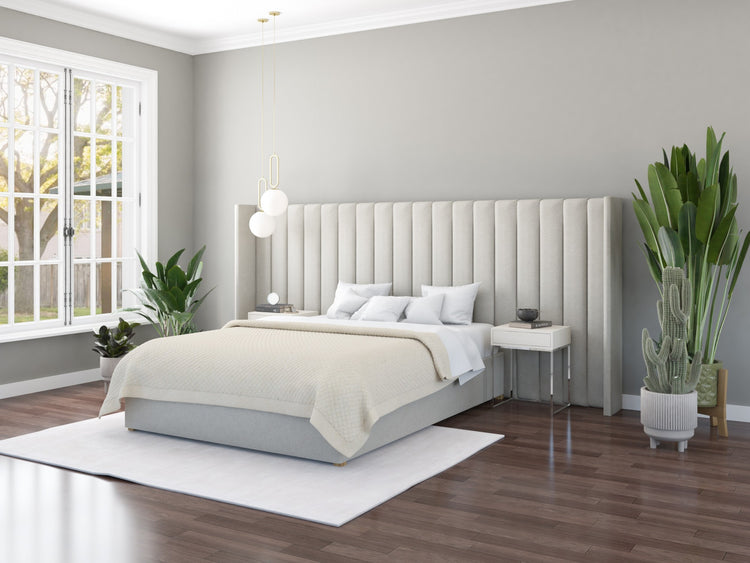 Aspire Grandeur Fabric Ottoman Bed with Oversize Wing Headboard